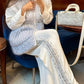 Fashion Gradient Color Lapel Thickened Sweater Two-piece Set