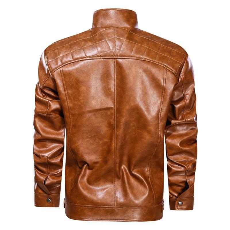 Men's Stand Collar Leather Jacket