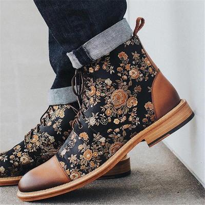 Men's Boots Embroidery Retro Formal Shoes