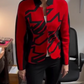Black & Red Star Pattern Knitted Jacket