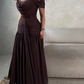 Elegant Off-Shoulder Ruched Bodice Maxi Dress
