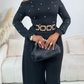 Black Jumpsuit with Rhinestone Belt