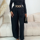 Black Jumpsuit with Rhinestone Belt