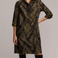 3/4 Sleeve Paisley Jacquard Dress