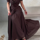 Elegant Off-Shoulder Ruched Bodice Maxi Dress