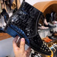 Patent Croco Studded Zipper Boots