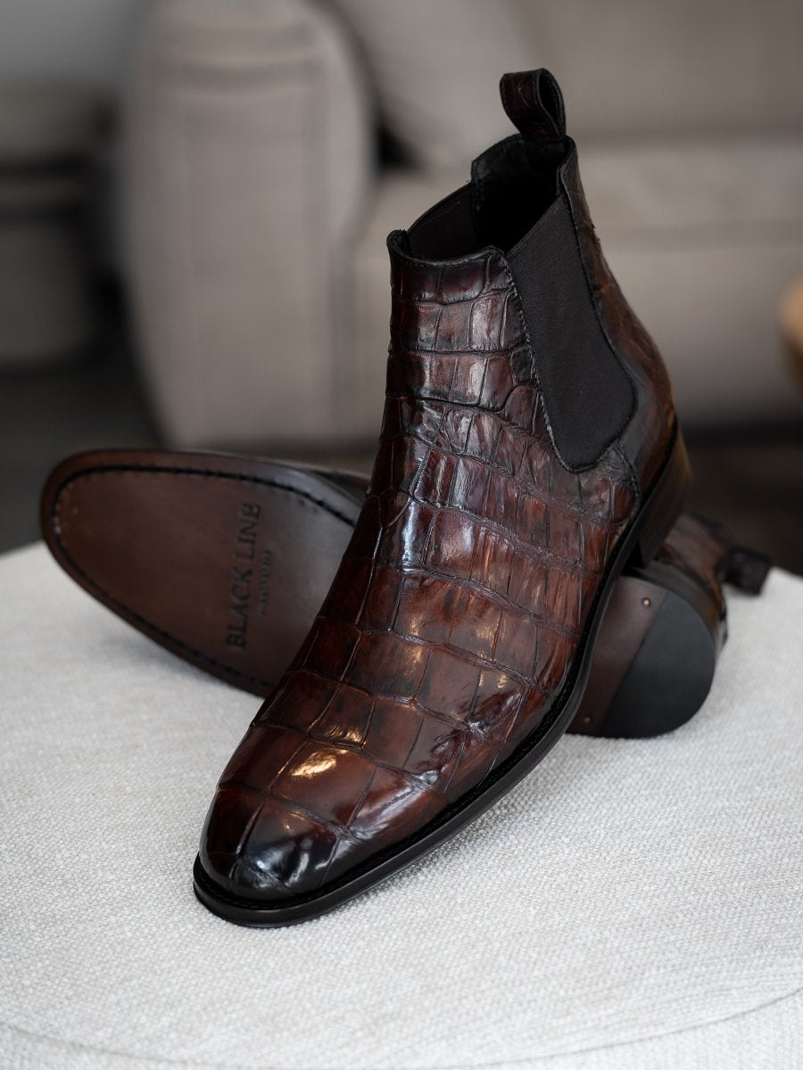 Exquisite Crocodile Chelsea Boots