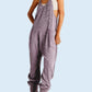 Waffle Knitted Suspenders Jumpsuit