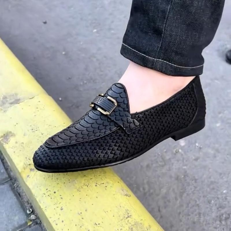 Crocodile Textured Loafers