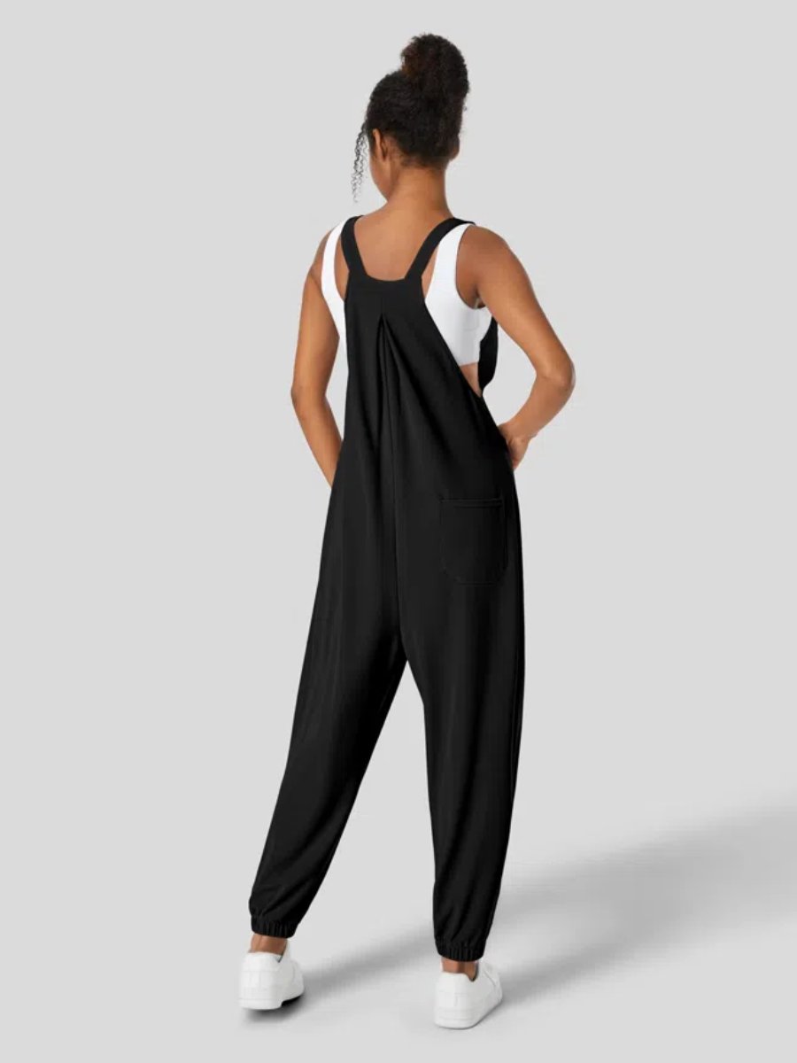 Adjustable Strap Button Multiple Pockets Jumpsuit