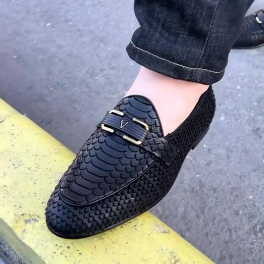 Crocodile Textured Loafers