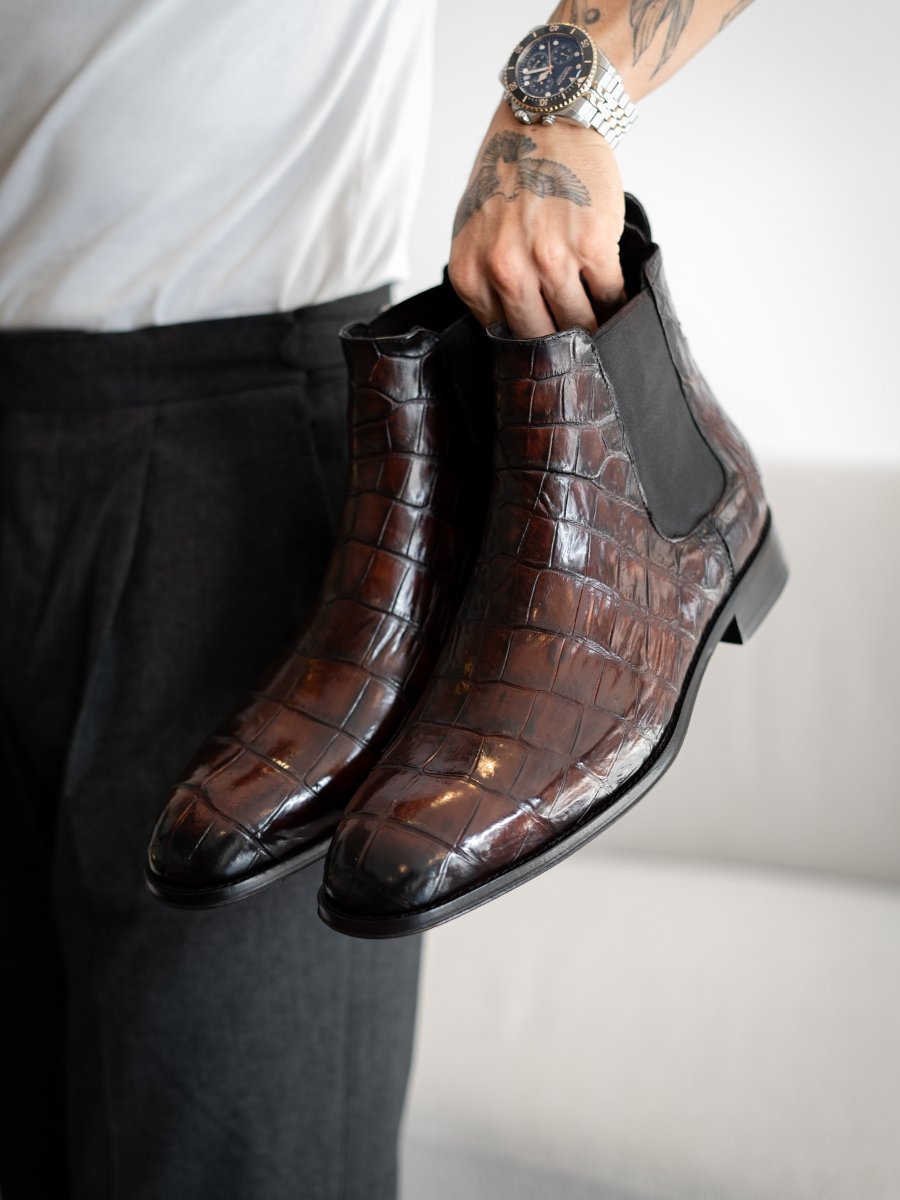 Exquisite Crocodile Chelsea Boots