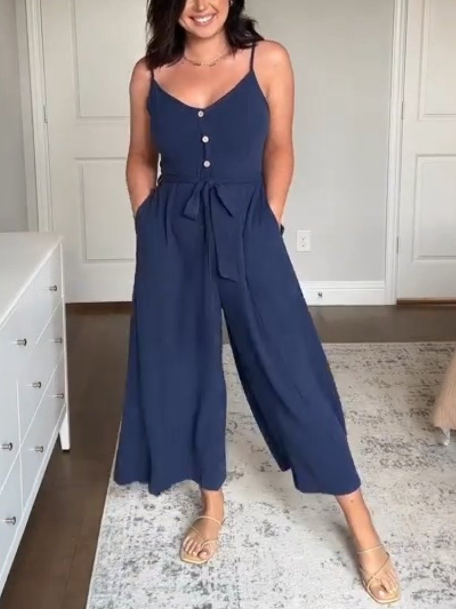 Cotton Button Up Jumpsuit