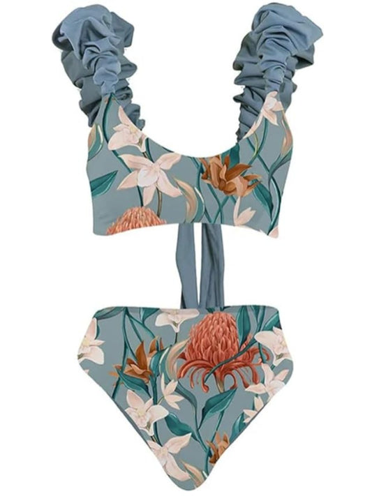 Floral Print  Two Piece Bathing Suits