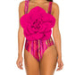 3D Pink Flower Two-piece Swimsuit