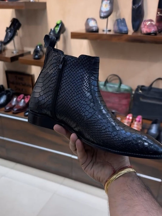 Cobra Scaled Chelsea Boots