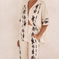 Black Printed Cream Shirt Pant Set