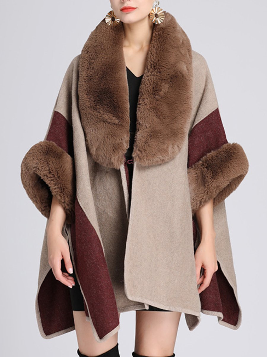 Fur-collar Cape Coat