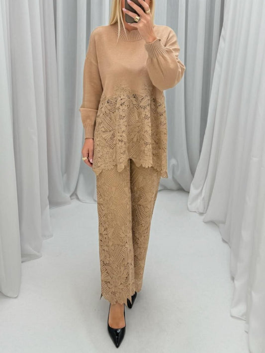 (⏰Last Day Promotion $15 OFF) Elegant Lace Knitted Two-piece Suit