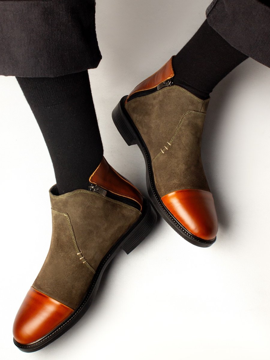 Men's Suede Zip-Up Boots