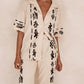 Black Printed Cream Shirt Pant Set