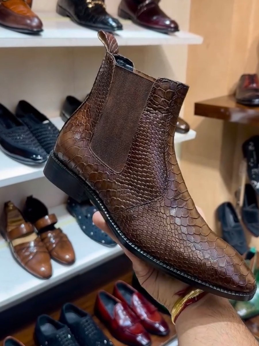 Cobra Scaled Chelsea Boots