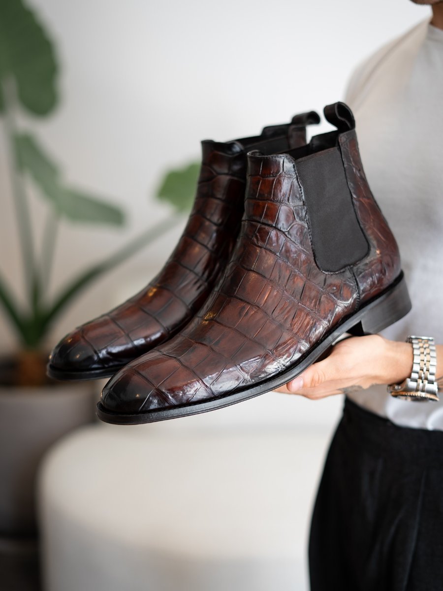 Exquisite Crocodile Chelsea Boots