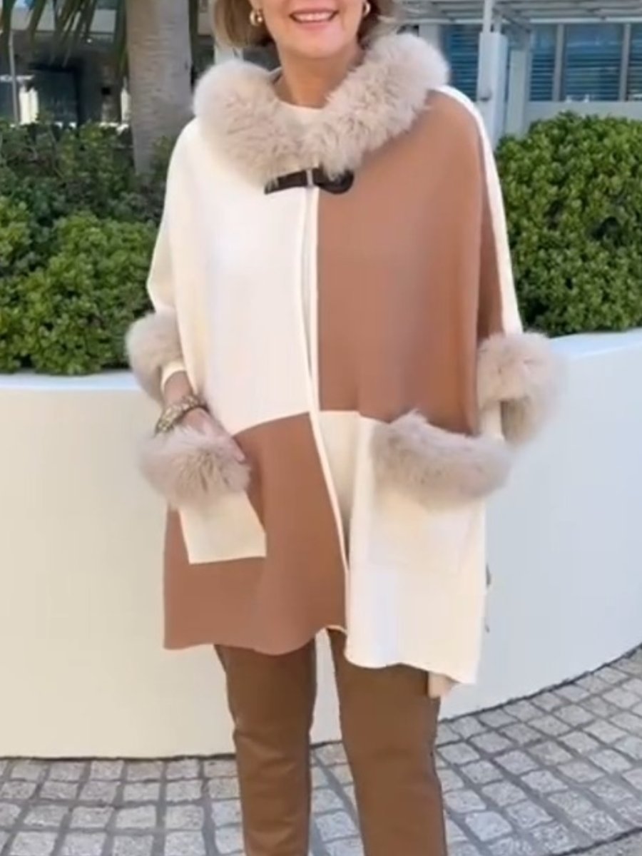 Brown and White Plush Coat