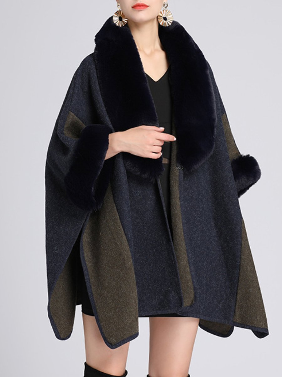 Fur-collar Cape Coat