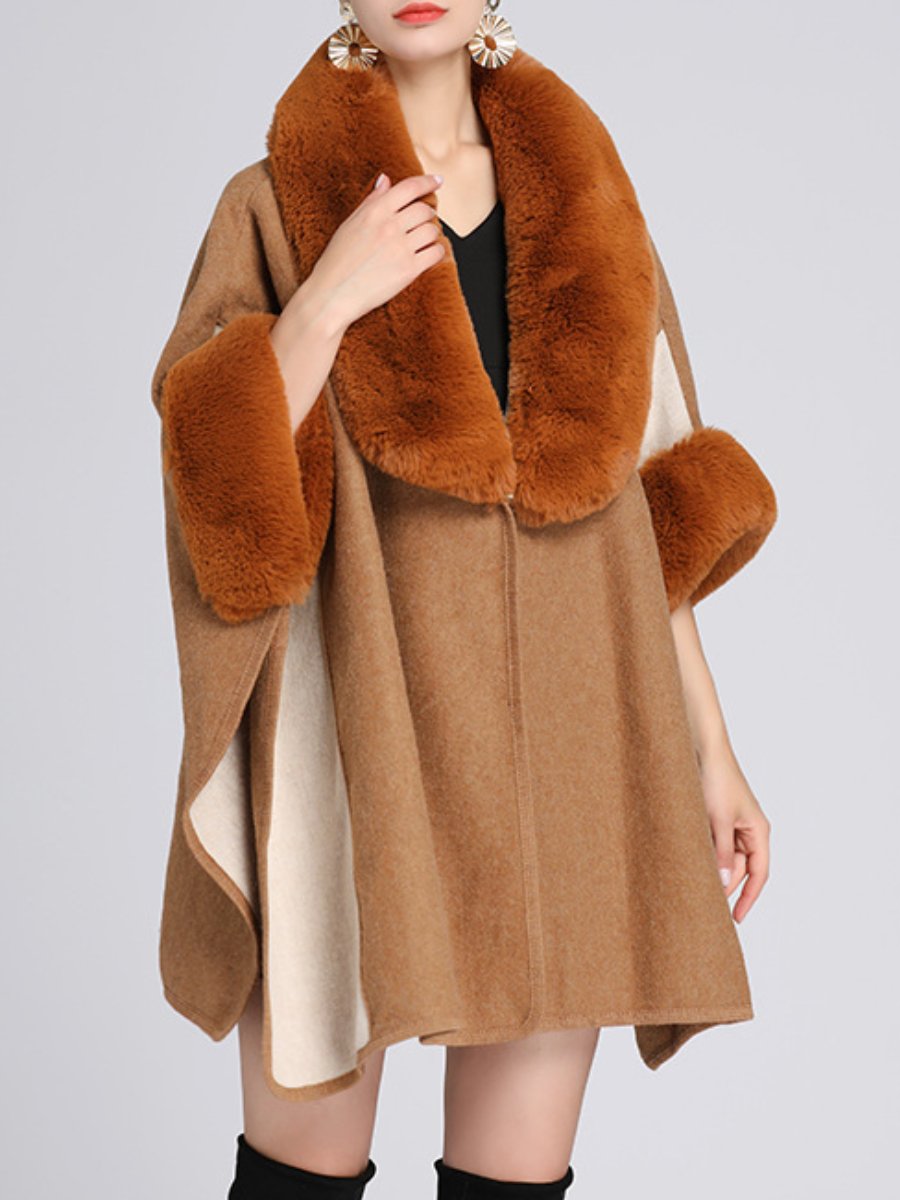 Fur-collar Cape Coat