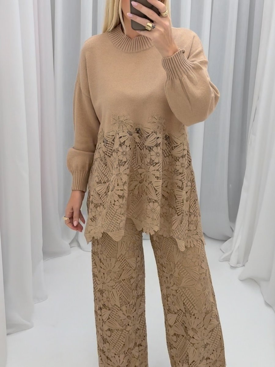 (⏰Last Day Promotion $15 OFF) Elegant Lace Knitted Two-piece Suit