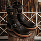 Mens Genuine Leather Black Tanker Boots