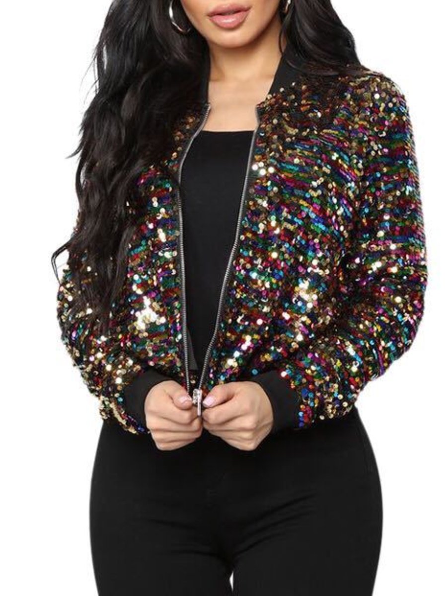 Sequin Short Zip Jacket