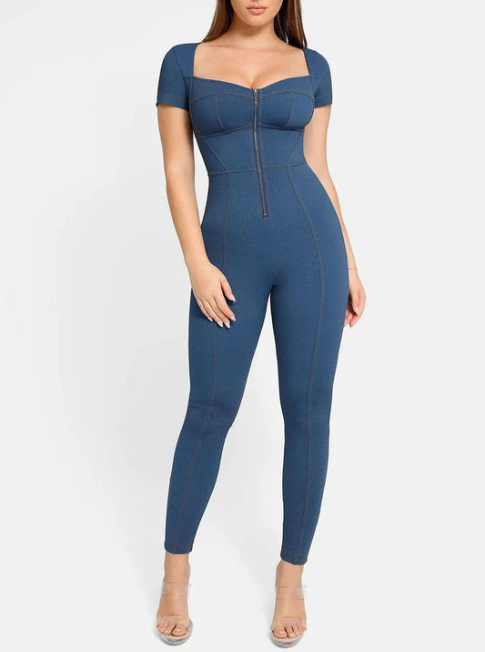 Built-In Shapewear Denim Jumpsuit