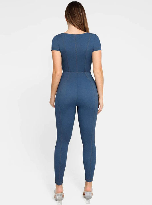 Built-In Shapewear Denim Jumpsuit